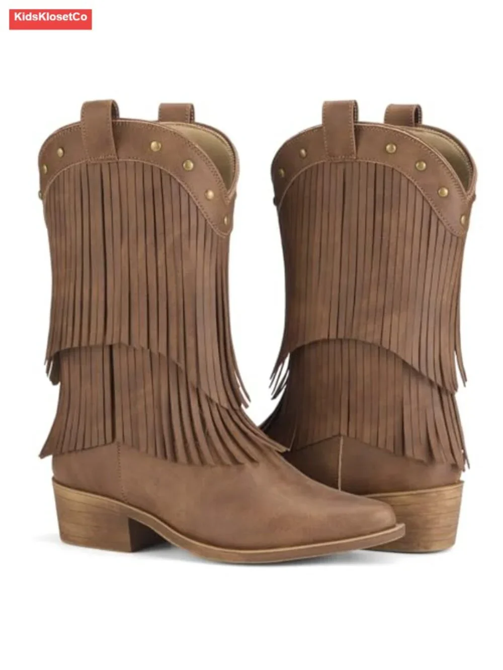 Girls Cowboy Boots with Tassel, Fringe Cowgirl Boots, Snip Toe, TPR Outsole,